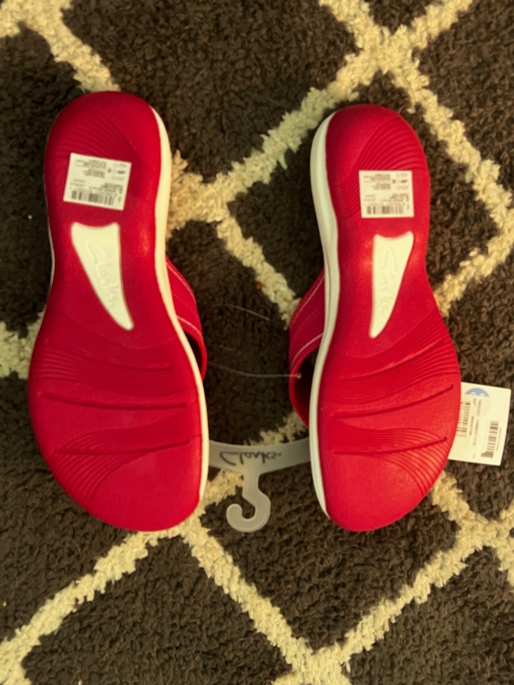 Clarks Cloudsteppers Flip Flops - Hot Pink with Orange Gradient Footbed (8) - Picture 2 of 2